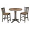 International Concepts Round 36 in Rd Ped Gathering Ht Table, 2 San Remo Stools, Hickory/Coal, 36 in W, 36 in L, 35.1 in H K45-36RT-27B-S102-2 - alternate 1